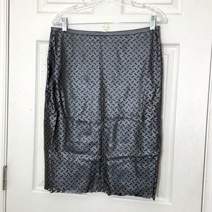 Lord & Taylor Leather Cut Out Pattern Skirt Dark Gray Size 6